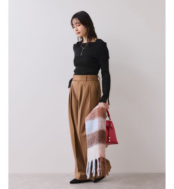 VIS「フェザーヤーンオフショルもちもちリブニット/イージーケア」|ニット・セーター|