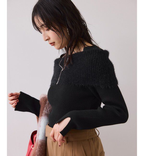 VIS「フェザーヤーンオフショルもちもちリブニット/イージーケア」|ニット・セーター|
