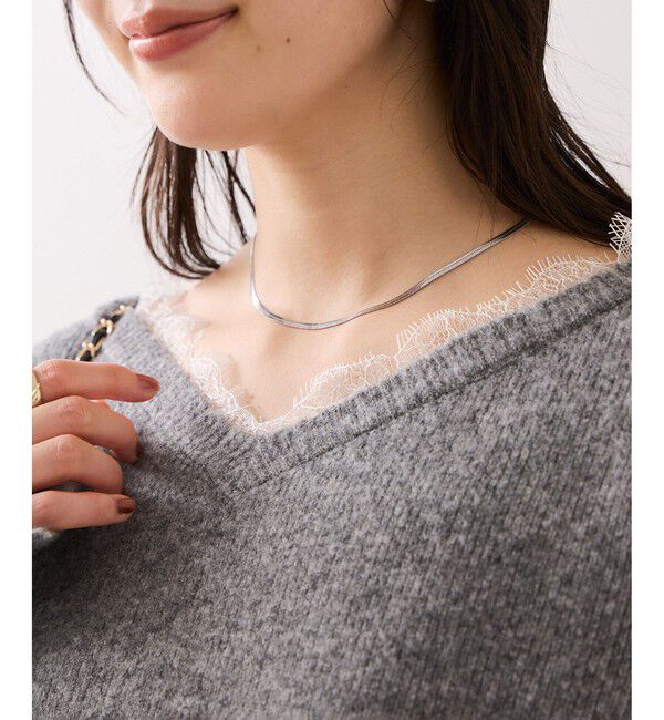 VIS「Vネックレースニットプルオーバー」|ニット・セーター|