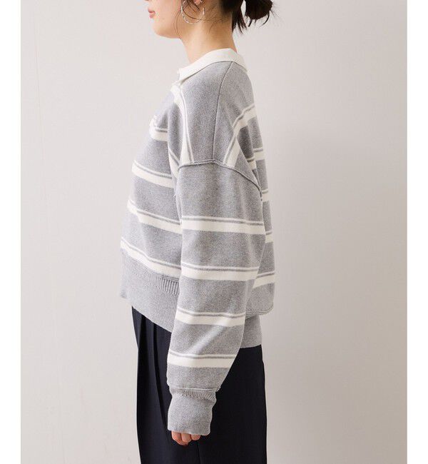 VIS「ワンポイント刺繍ポロニットプルオーバー」|ニット・セーター|