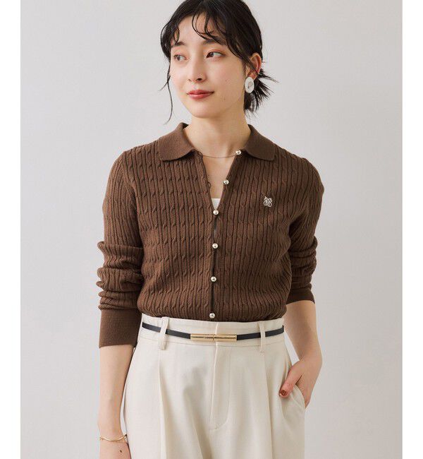 VIS「ポロ衿ケーブルカーディガン」|カーディガン|