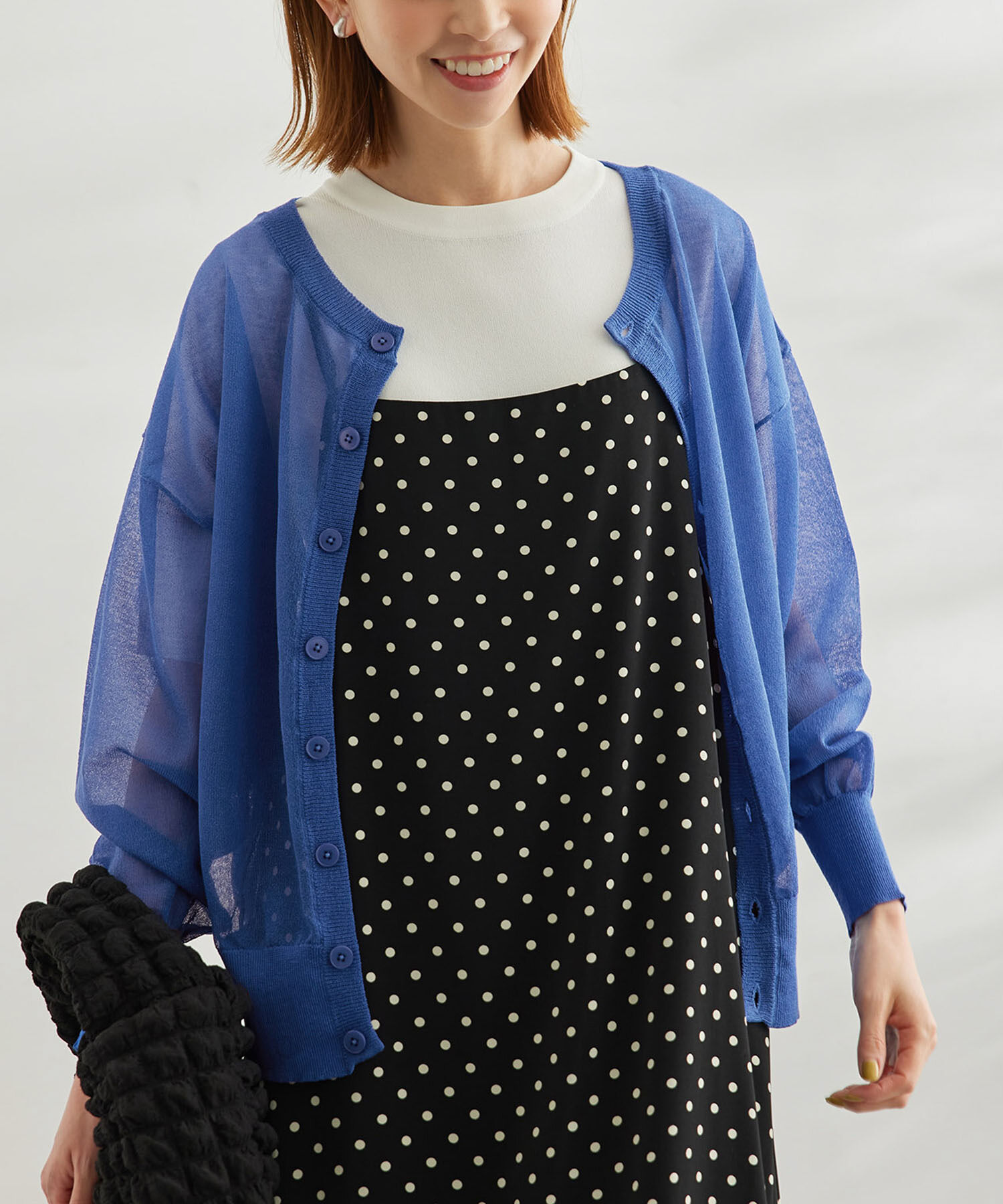 Rope&rsquo;Picnic「【WEB限定カラー:ピンク】2WAY/シアーカーディガン」|カーディガン|ブルー(44)