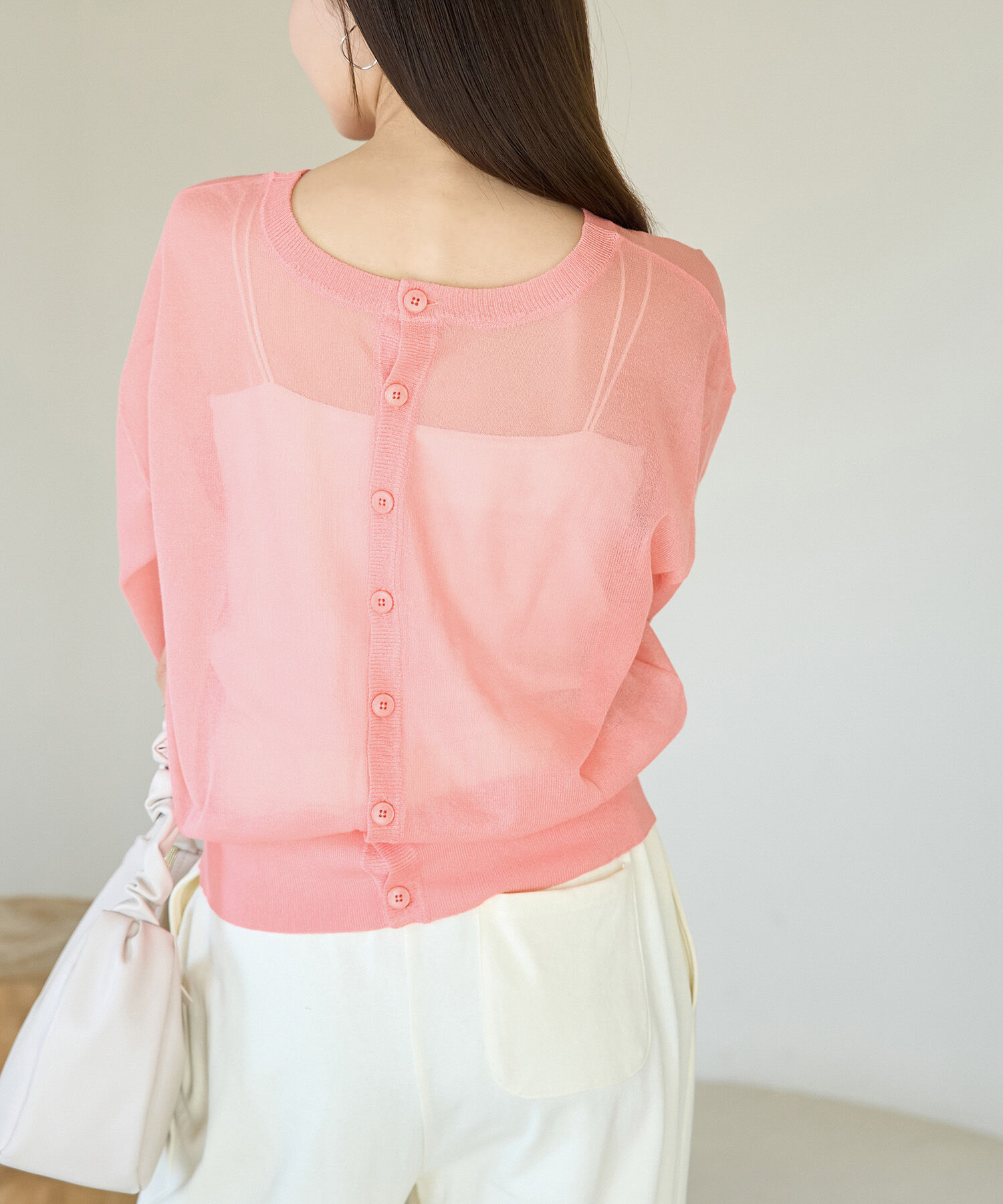 Rope&rsquo;Picnic「【WEB限定カラー:ピンク】2WAY/シアーカーディガン」|カーディガン|