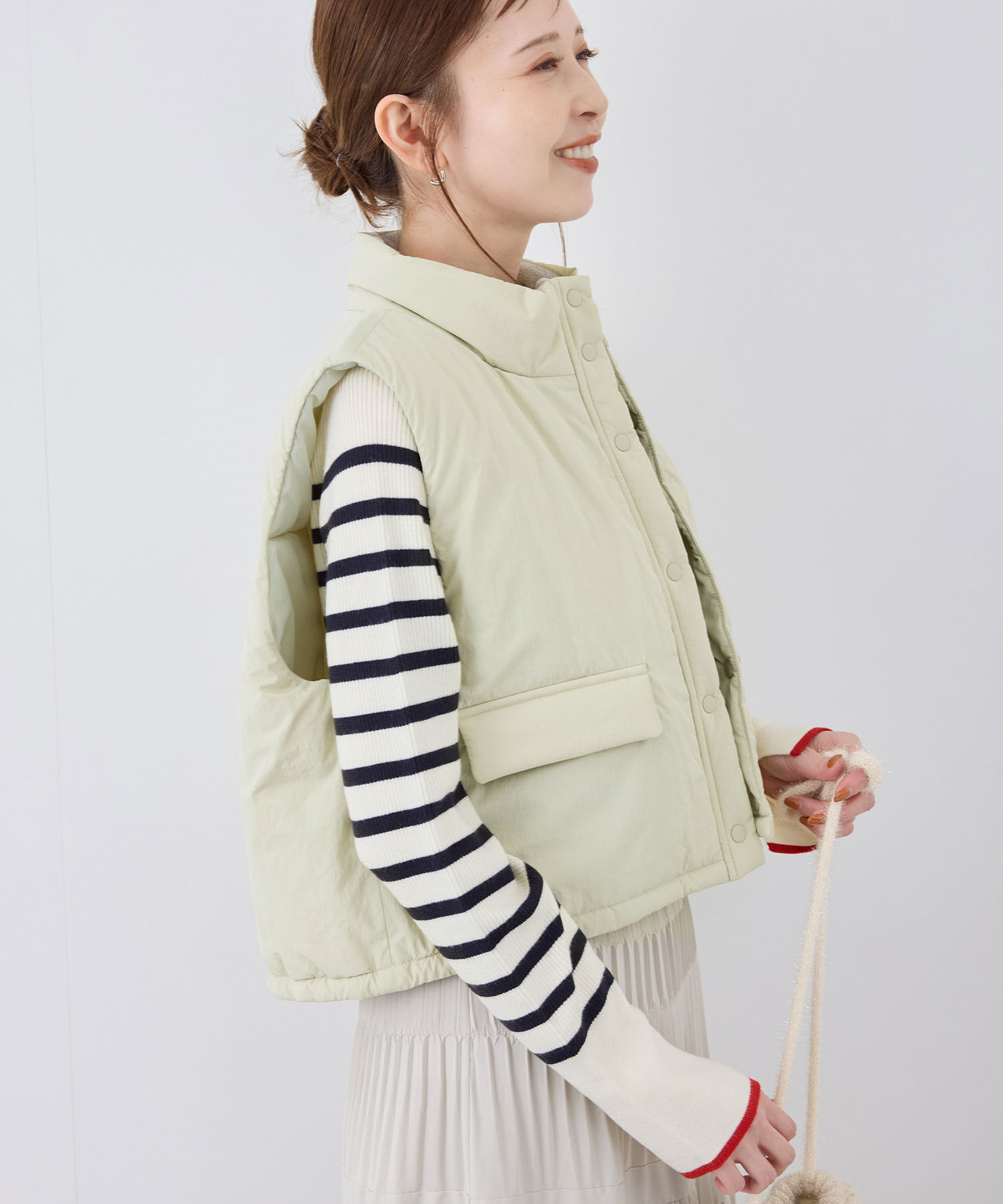 ROPE PICNIC PASSAGE「中わたショートベスト」|ベスト・ジレ|ベージュ系(28)