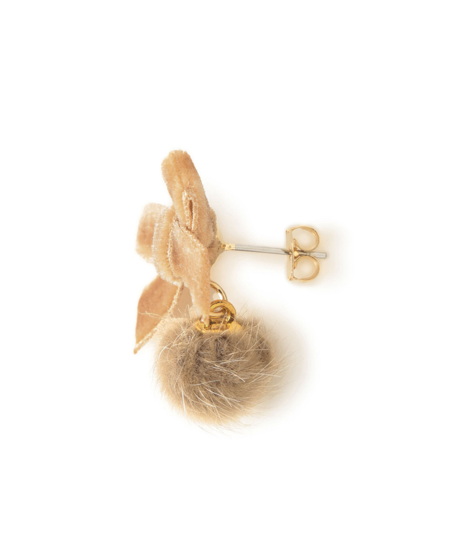 ROPE PICNIC PASSAGE「ベルベットリボン&times;シャギーボールプチピアス」|ピアス|