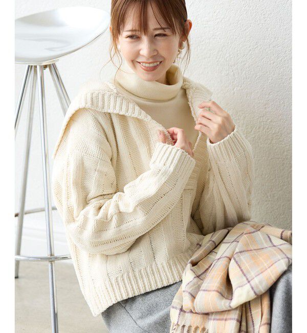 Rope&rsquo;Picnic「アンジェリーナモールニットスキッパープルオーバー」|ニット・セーター|生成メイン