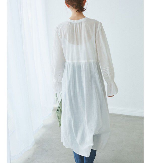 Rope&rsquo;Picnic「【接触冷感・通気性】お着軽シャツシリーズ/綿ボイルガウンワンピース」|ワンピース|