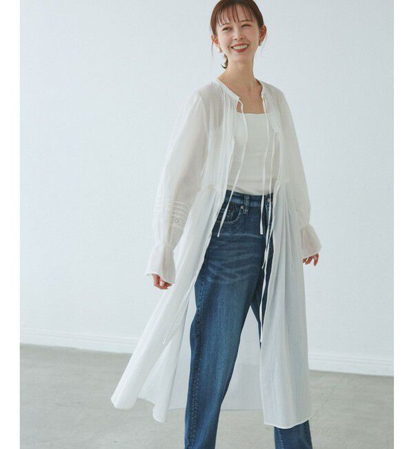 Rope&rsquo;Picnic「【接触冷感・通気性】お着軽シャツシリーズ/綿ボイルガウンワンピース」|ワンピース|