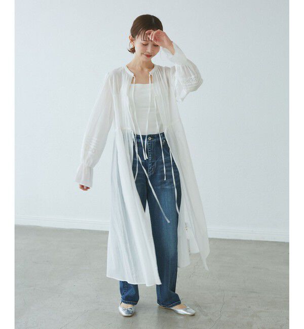 Rope&rsquo;Picnic「【接触冷感・通気性】お着軽シャツシリーズ/綿ボイルガウンワンピース」|ワンピース|