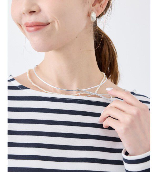 ROPE PICNIC PASSAGE「コードリボン&times;パール2連ショートネックレス」|ネックレス|