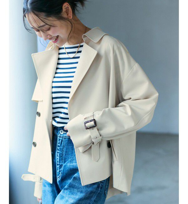 Rope&rsquo;Picnic「【撥水加工・花粉ガード】ショートトレンチコート スプリングコート」|トレンチコート|