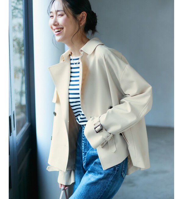 Rope&rsquo;Picnic「【撥水加工・花粉ガード】ショートトレンチコート スプリングコート」|トレンチコート|