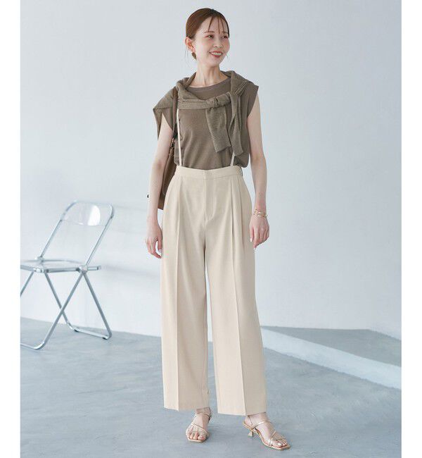 Rope&rsquo;Picnic「【3サイズ展開】サスペンダー付きワイドパンツ」|チノ|