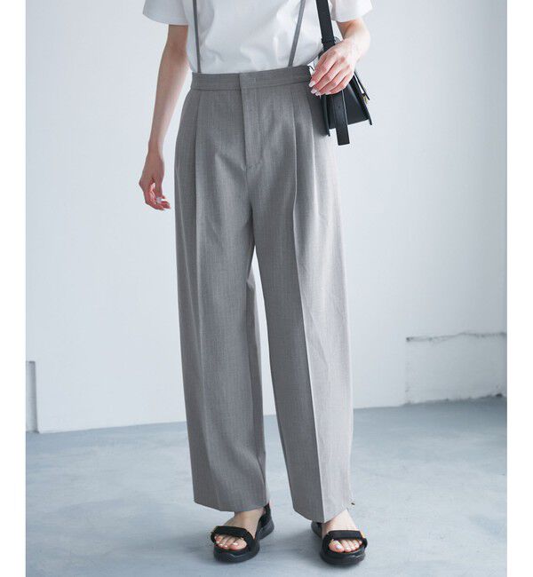Rope&rsquo;Picnic「【3サイズ展開】サスペンダー付きワイドパンツ」|チノ|グレー(07)