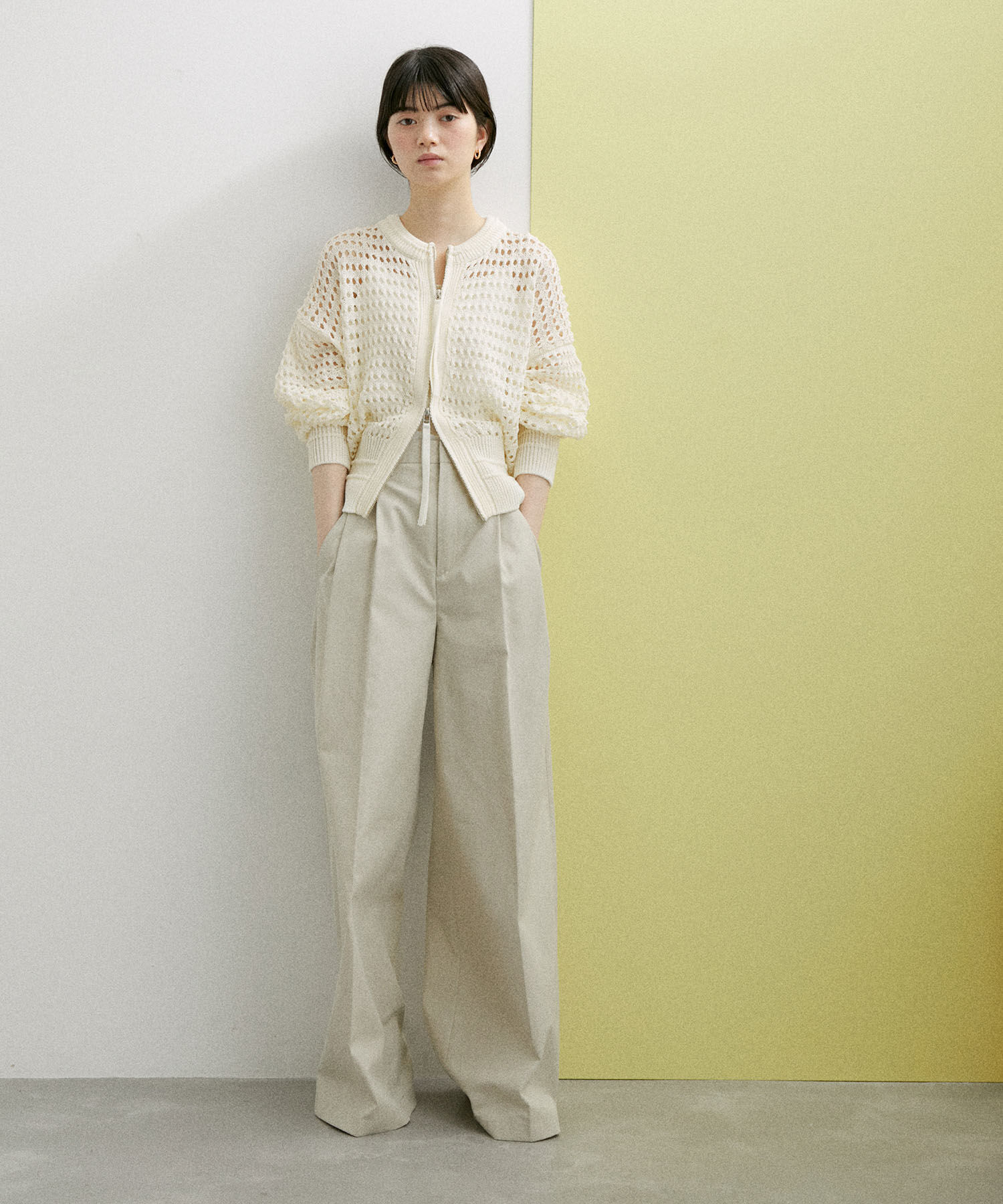 ADAM ET ROPE'「【WEB限定】メッシュニットブルゾン」|カーディガン|