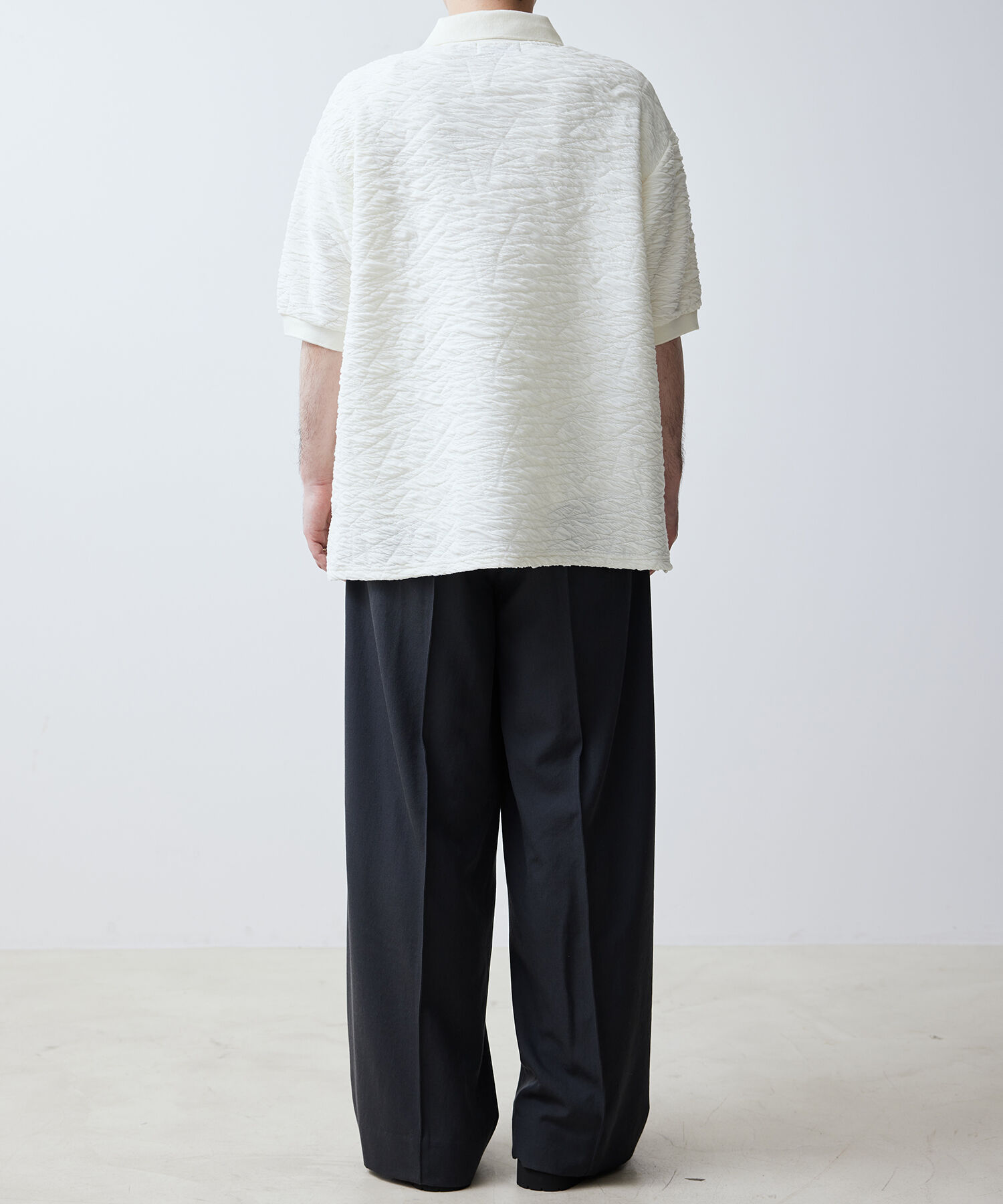 ADAM ET ROPE'「【WEB限定】ハーフスリーブ ジャガード ニットポロ / オーバーサイズ / ストレッチ / ユニセックス」|ポロシャツ|