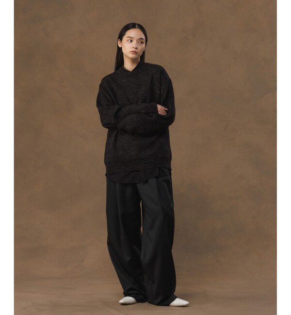 ADAM ET ROPE'「《リバーシブル》リネンミックス ニット プルオーバー / ロングシーズン着用可能 / ユニセックス」|ニット・セーター|