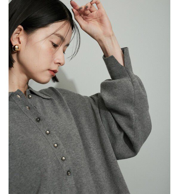 ADAM ET ROPE'「【WEB限定・サステナブル】ポロニットドットスカートコンビワンピース」|ワンピース|