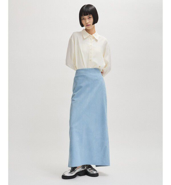 ADAM ET ROPE'「シンセティックスエードペンシルマキシスカート」|スカート|サックス