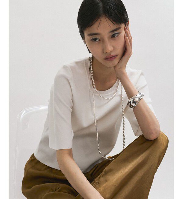 ADAM ET ROPE'「【サステナブル】クールタッチニットTシャツ」|Tシャツ・カットソー|