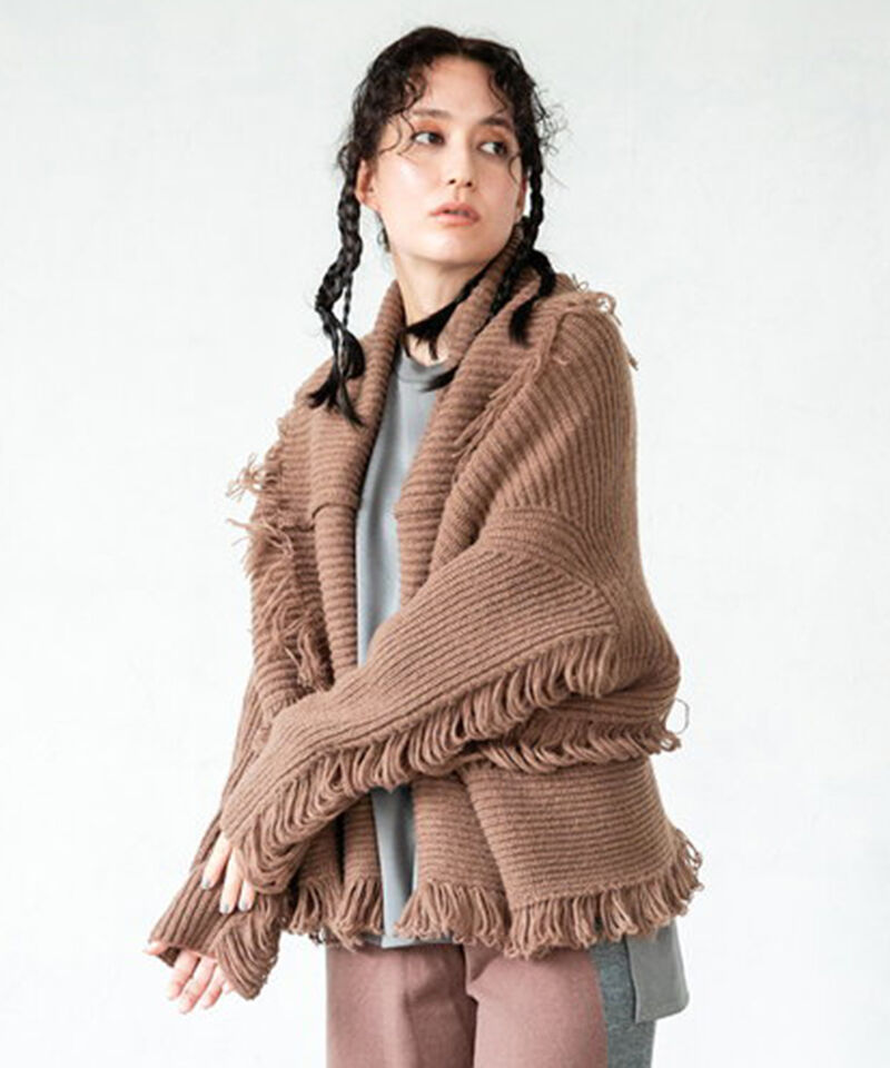  「2WAYフリンジニットカーディガン」|ニット・セーター|BEIGE