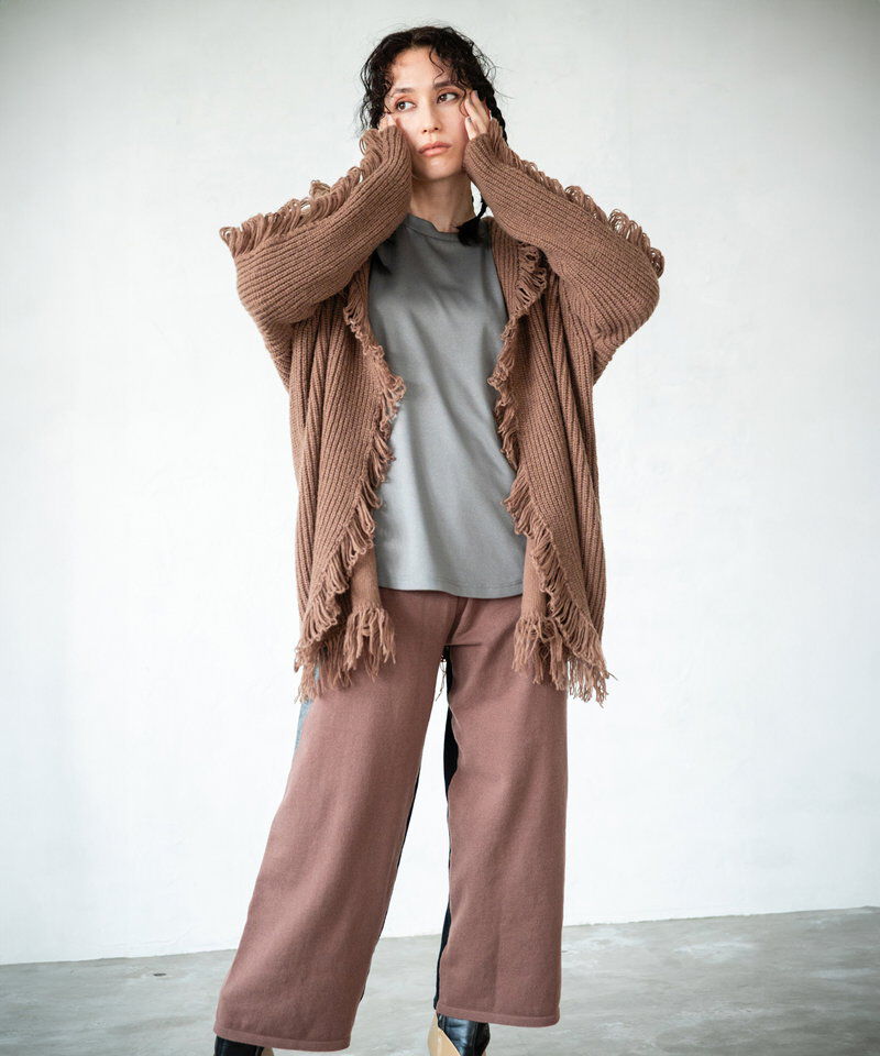  「2WAYフリンジニットカーディガン」|ニット・セーター|