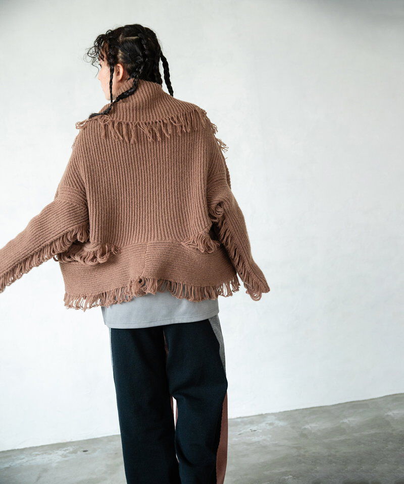  「2WAYフリンジニットカーディガン」|ニット・セーター|