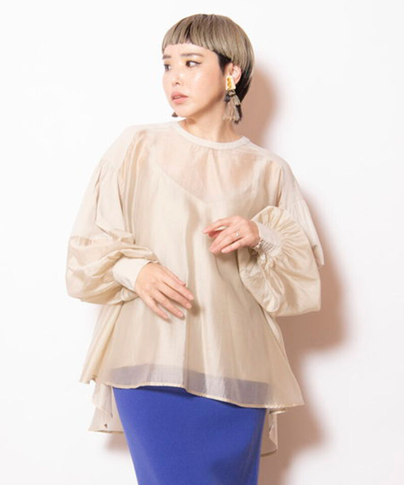  「インナー付切替シアーブラウス」|シャツ・ブラウス|L.BEIGE