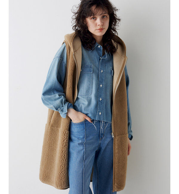 THE PAUSE「【THE PAUSE】ボアフードロングジレ」|ベスト・ジレ|