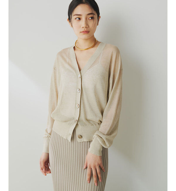 「シアーリネンカーディガン」|ニット・セーター|ベージュ