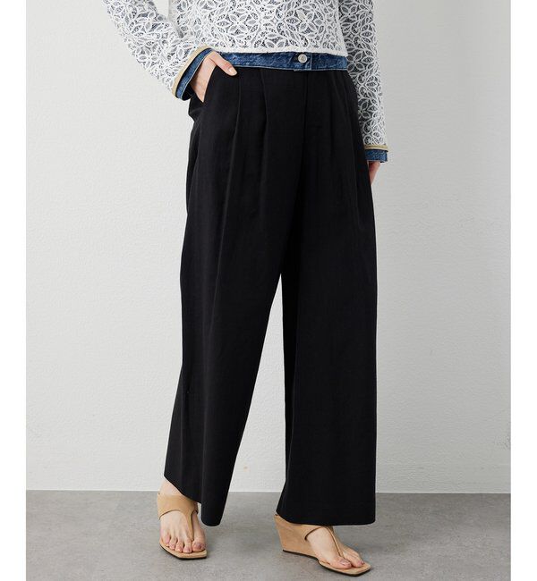 THE PAUSE「【THE PAUSE】コットンリネンタックパンツ」|チノ|ブラック