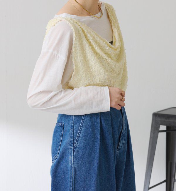  「【プラスワンアイテム】スパンコールドレープベスト」|Tシャツ・カットソー|