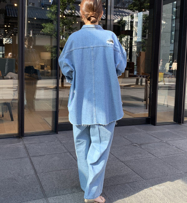  「【新色追加】ダメージデニムシャツ」|シャツ・ブラウス|