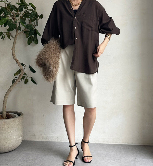  「【新色追加】GOLDボタンVVシャツ」|シャツ・ブラウス|