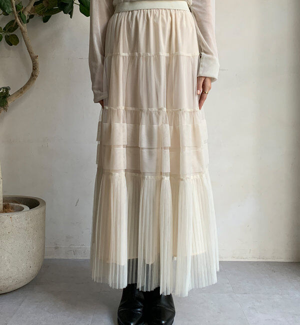  「2WAYプリーツチュールスカート」|スカート|