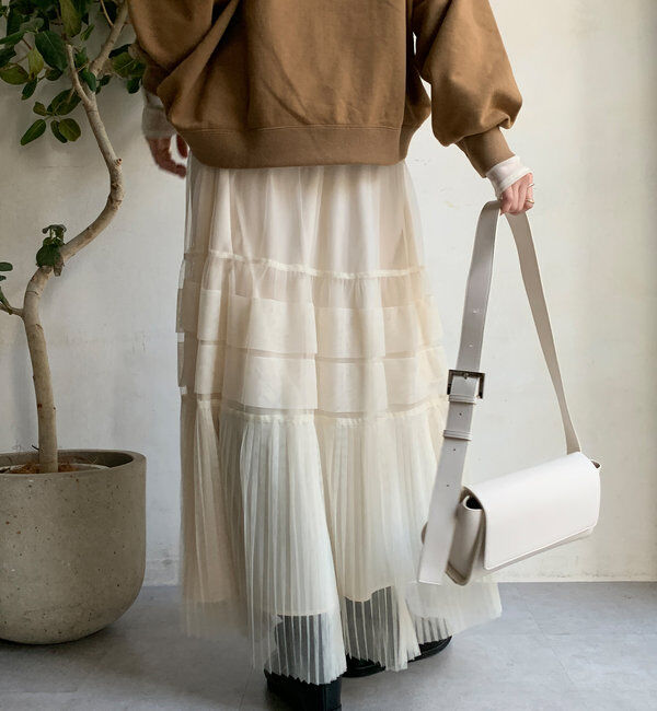 「2WAYプリーツチュールスカート」|スカート|