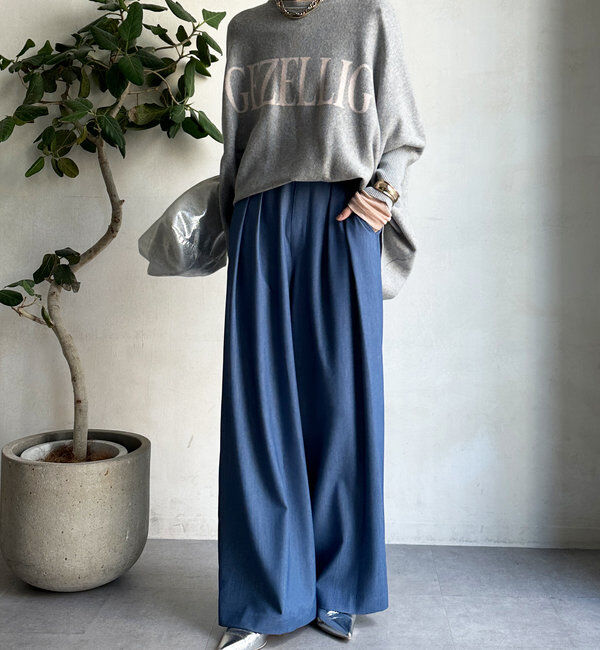  「デニムタックワイドパンツ」|チノ|