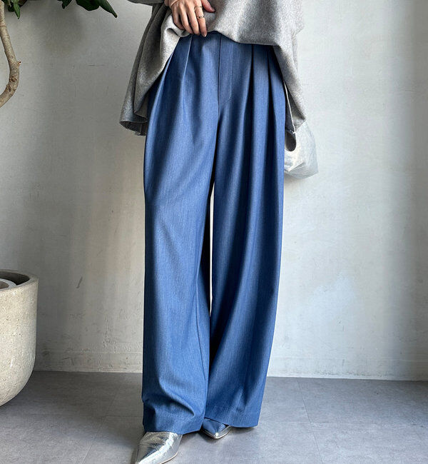  「デニムタックワイドパンツ」|チノ|