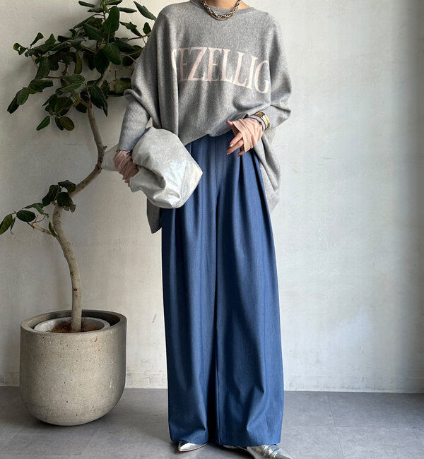  「デニムタックワイドパンツ」|チノ|