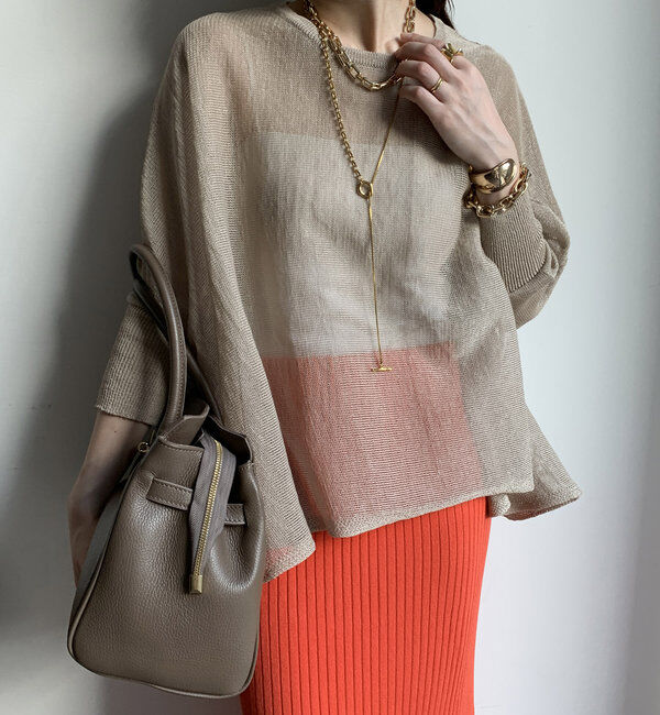  「ストローヤーンポンチョニット」|ニット・セーター|ベージュ