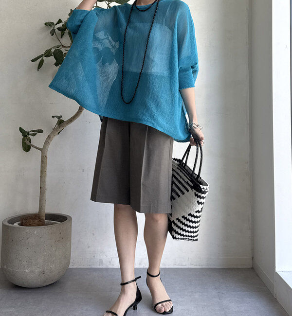  「ストローヤーンポンチョニット」|ニット・セーター|