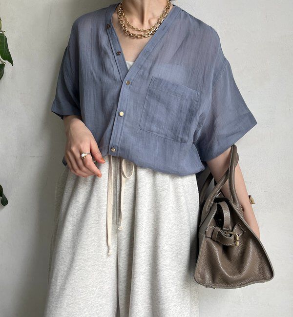  「リヨセルリネン半袖VVシャツ」|シャツ・ブラウス|