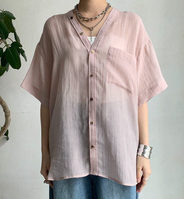  「リヨセルリネン半袖VVシャツ」|シャツ・ブラウス|