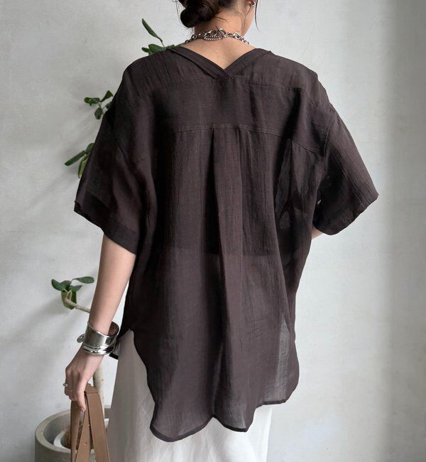  「リヨセルリネン半袖VVシャツ」|シャツ・ブラウス|