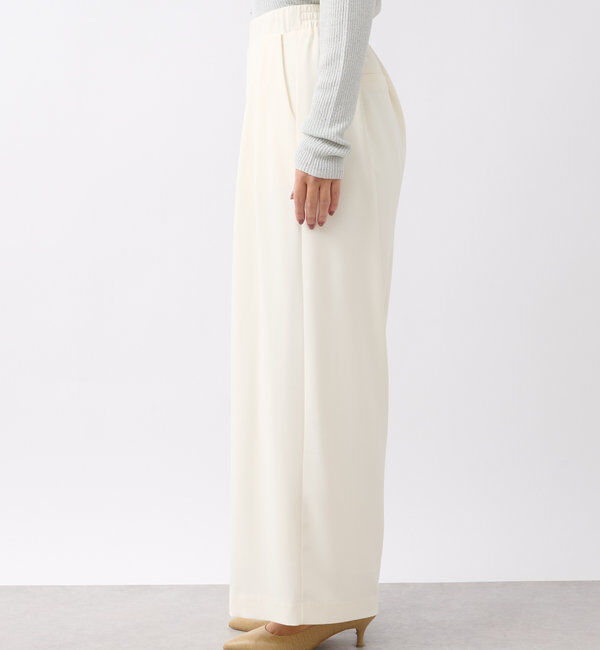  「【ウォッシャブル】【シーズンレスで使える】タックワイドスラックス」|チノ|