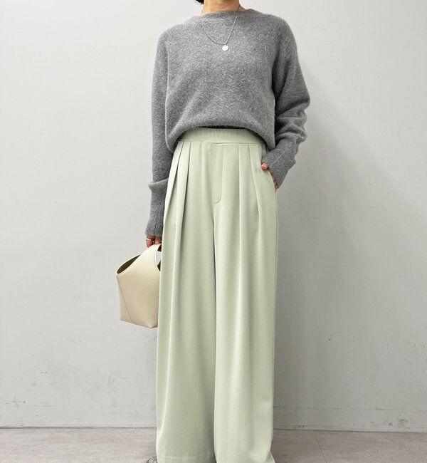  「【ウォッシャブル】【シーズンレスで使える】タックワイドスラックス」|チノ|