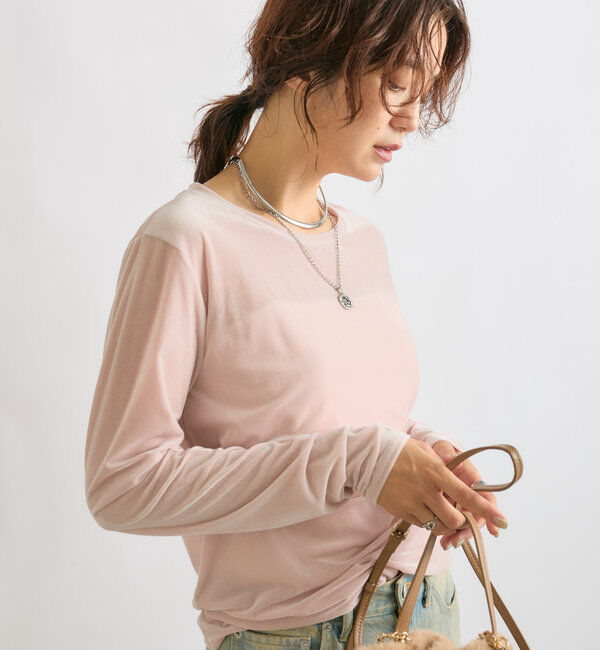  「【1枚でも様になる】シアーベロアロンT」|Tシャツ・カットソー|