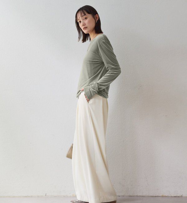  「【1枚でも様になる】シアーベロアロンT」|Tシャツ・カットソー|