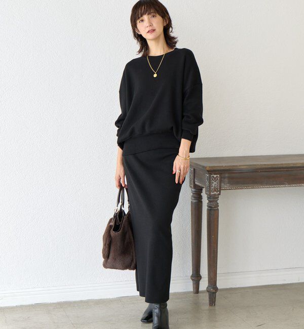  「【楽ちん美シルエット】コットンストレッチニットスカート」|スカート|