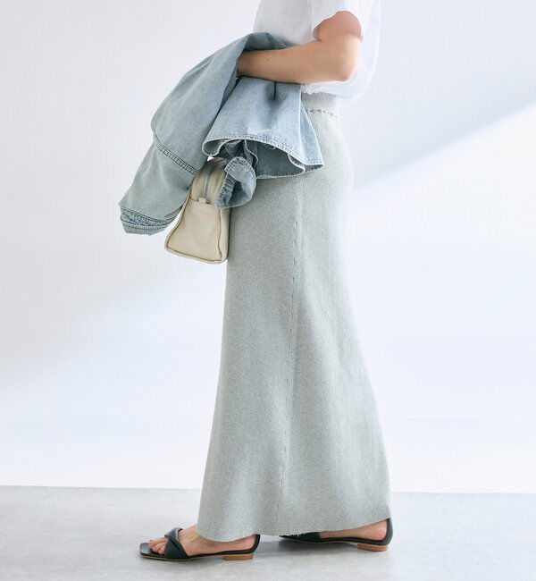  「【美シルエット】コットンリブニットスカート」|スカート|